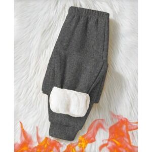 Kids Fleece Lined Jogger Sweatpants Heather Grey Sherpa Warm Winter Pants